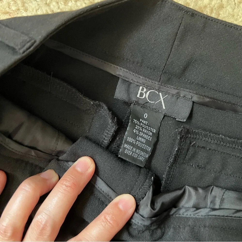 BCX Women Black Mid Rise Skinny Bootcut Flare Slacks  0‎ Office Dress Pants EUC - Picture 5 of 12